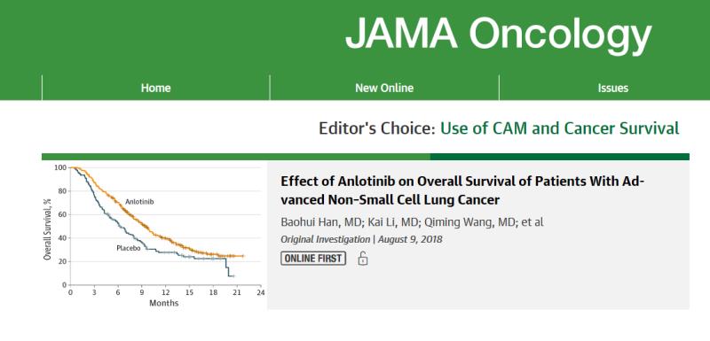 安罗替尼火热登陆jama oncology,肺癌三线pfs和os双重获益